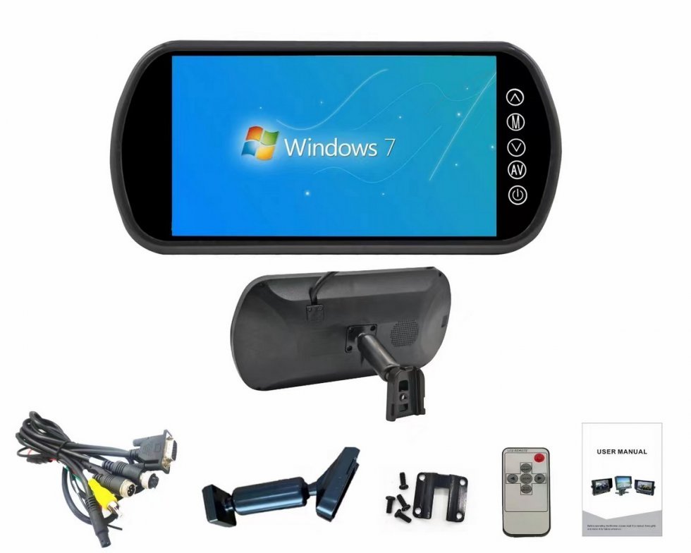 Espejo retrovisor Monitor 7" con HD (conexión para 2 cámaras) + mando a distancia