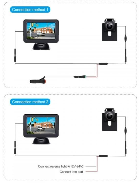 Kabelový couvací set do automobilu: 5" displej + FULL HD zadní mini kamera (IP68)