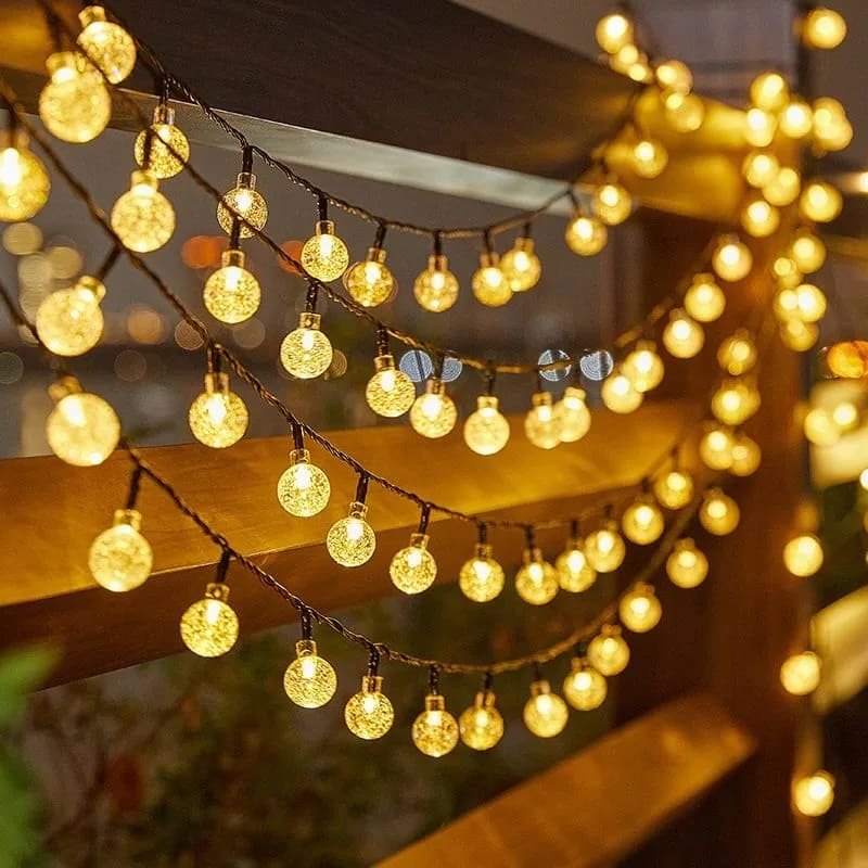 Solárna svetelná reťaz 100 LED biela - 12 m dekoračné IP44 osvetlenie na svadbu či večierok