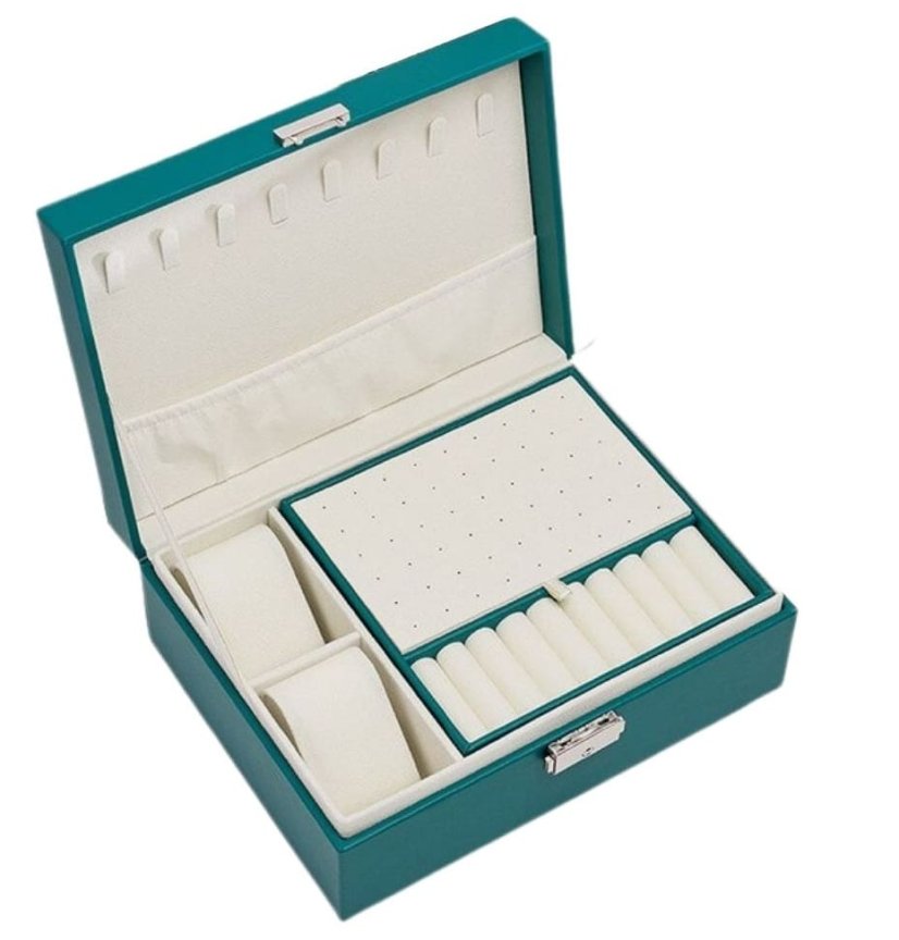Šperkovnica organizér so zámkom – box na šperky pre ženy a dievčatá 23 x 17,5 x 8,5 cm