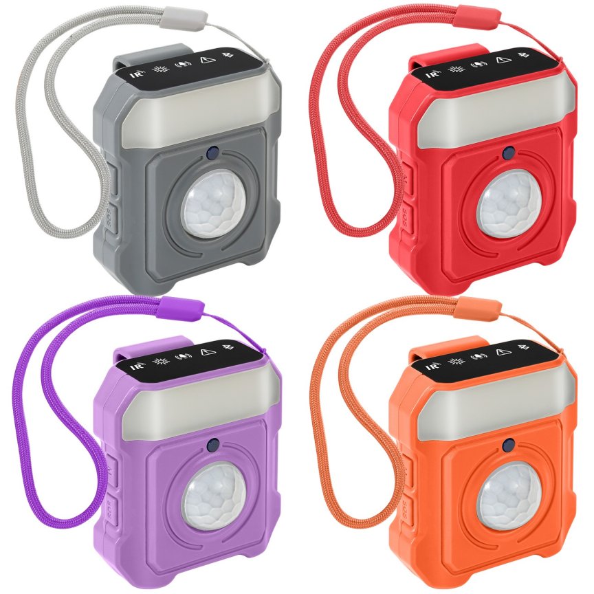 Mini osobný alarm so sirénou 130 dB a pohybovým senzorom – smart bezpečnostné zariadenie 7v1