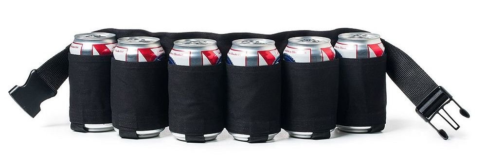 Pivný opasok na 6 plechoviek –  Opasok na pivo + držiak pre 6 plechoviek