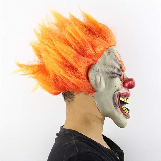 Maska na obličej Fire Evil Clown – hororová klaunská maska na Halloween