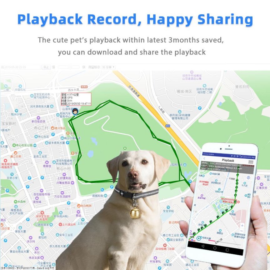 Sledovací Mini GPS lokátor pro zvířata - psy/kočky s Wifi a LBS sledováním - IP67