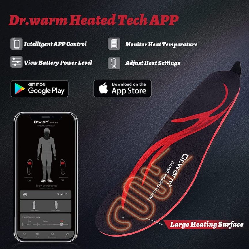 Smart vyhřívané vložky do bot – elektrické hřejivé vložky+ ohřev do 65 ℃ + App (iOS / Android)