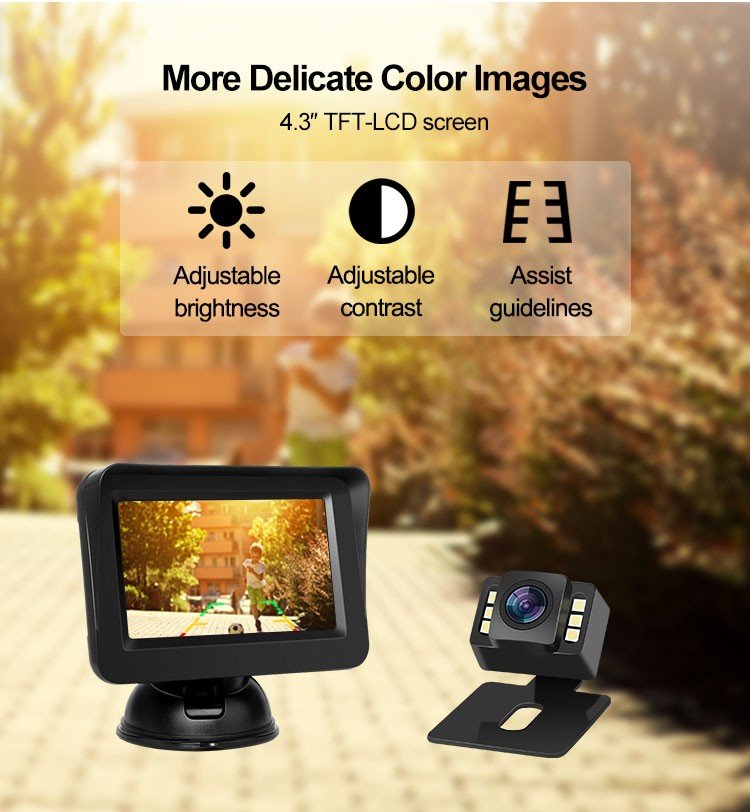 Set cúvacej kamery do auta s 4,3" monitorom + zadná kamera so 6 LED (IP68)