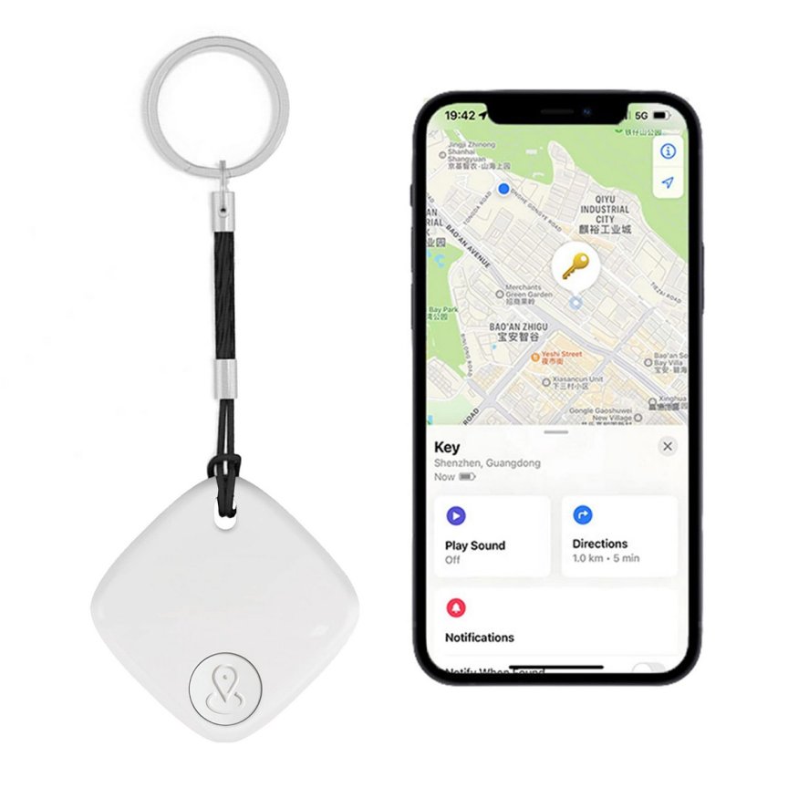 Mini GPS lokátor vyhladavac klucov - ako smart kľúčenka na kľúče s bluetooth (Apple Find My)