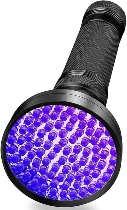 Detekčná UV lampa (baterka) s 100 LED – odhaľovanie škvŕn + biologických zvyškov a bankoviek