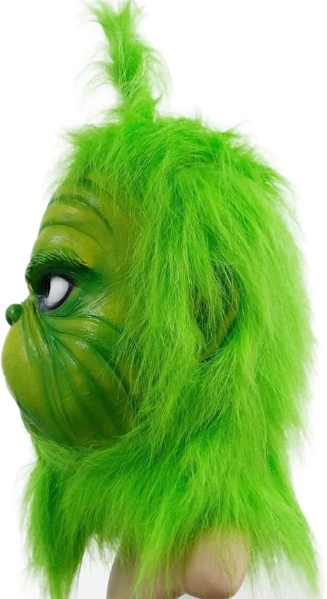Maska na obličej Grinch pohádková – sada masky Grincha s rukavicemi na Halloween