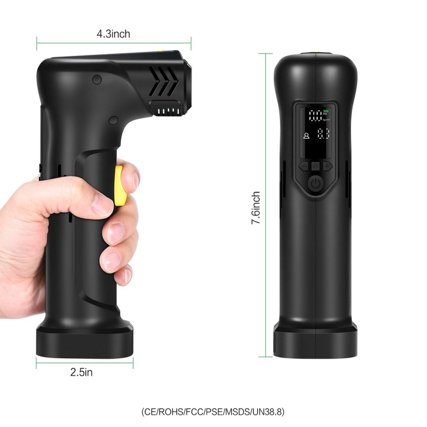 Smart USB pumpa na auto, kolo a moto - přenosná kompresorová pumpa 120 PSI + LED světlo + powerbanka
