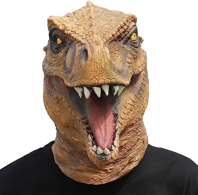Maska na obličej a hlavu dinosaurus T-Rex – silikonová maska dinosaura na Halloween