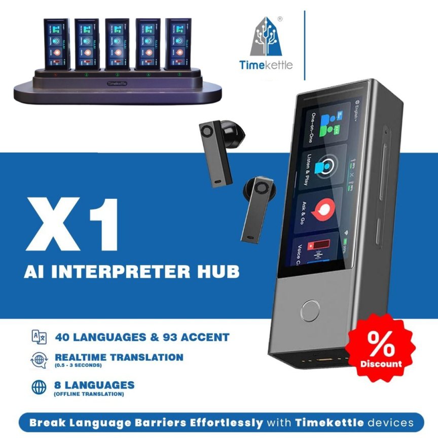 Timekettle X1 prekladač - AI HUB simultánny preklad reči pre až 20 osôb