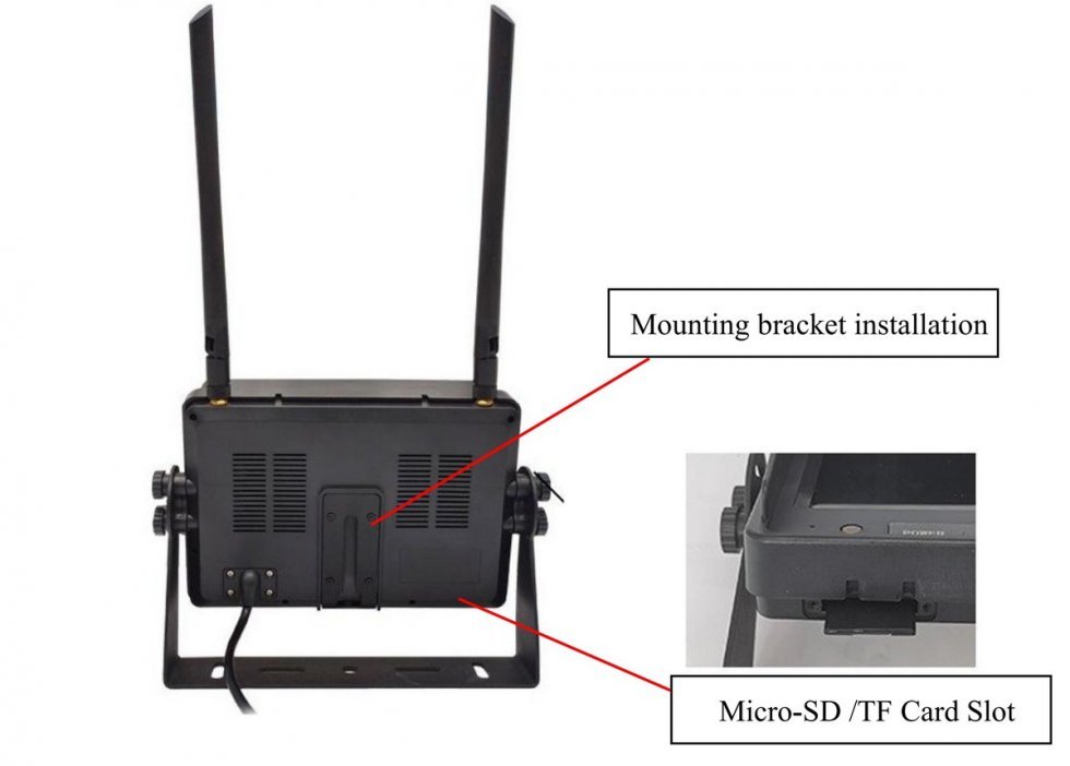 Работен КОМПЛЕКТ с лазер за мотокар - 1080P wifi камера с IP68 + батерия 2600 mAh + 7″ AHD монитор