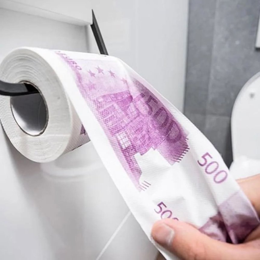 Toaletný papier 500 Euro – rolka so vzorom bankoviek 500€