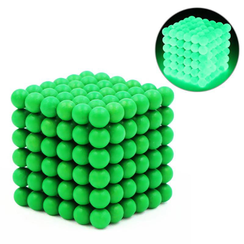 Fluorescentbé magnetické guličky - svietiace guličky Neocube - 5mm (svietiace v tme)