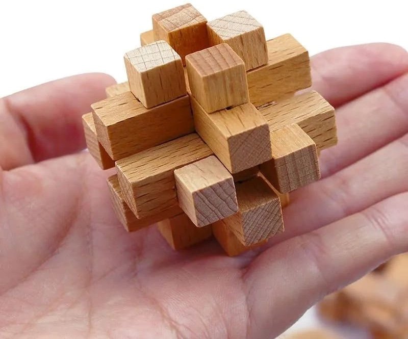 Hlavolamy dřevěné 3D – set 9 skládaček pro děti a dospělé