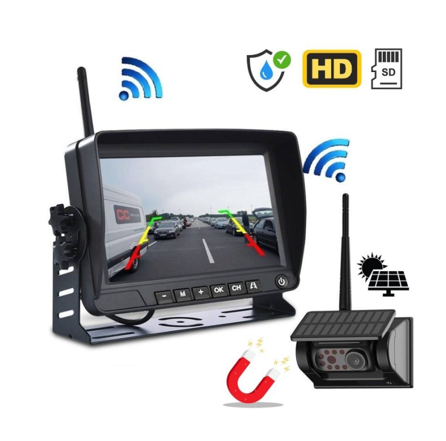 Kit retromarcia solare - Monitor 7" + telecamera magnetica wifi HD 720P
