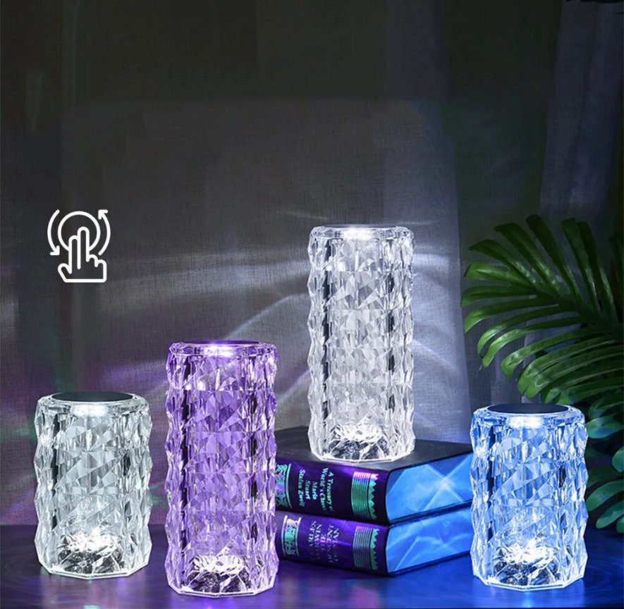 Dotyková krištáľová LED lampa 12,5 cm - prepínanie 16 farieb + diaľkové ovládanie
