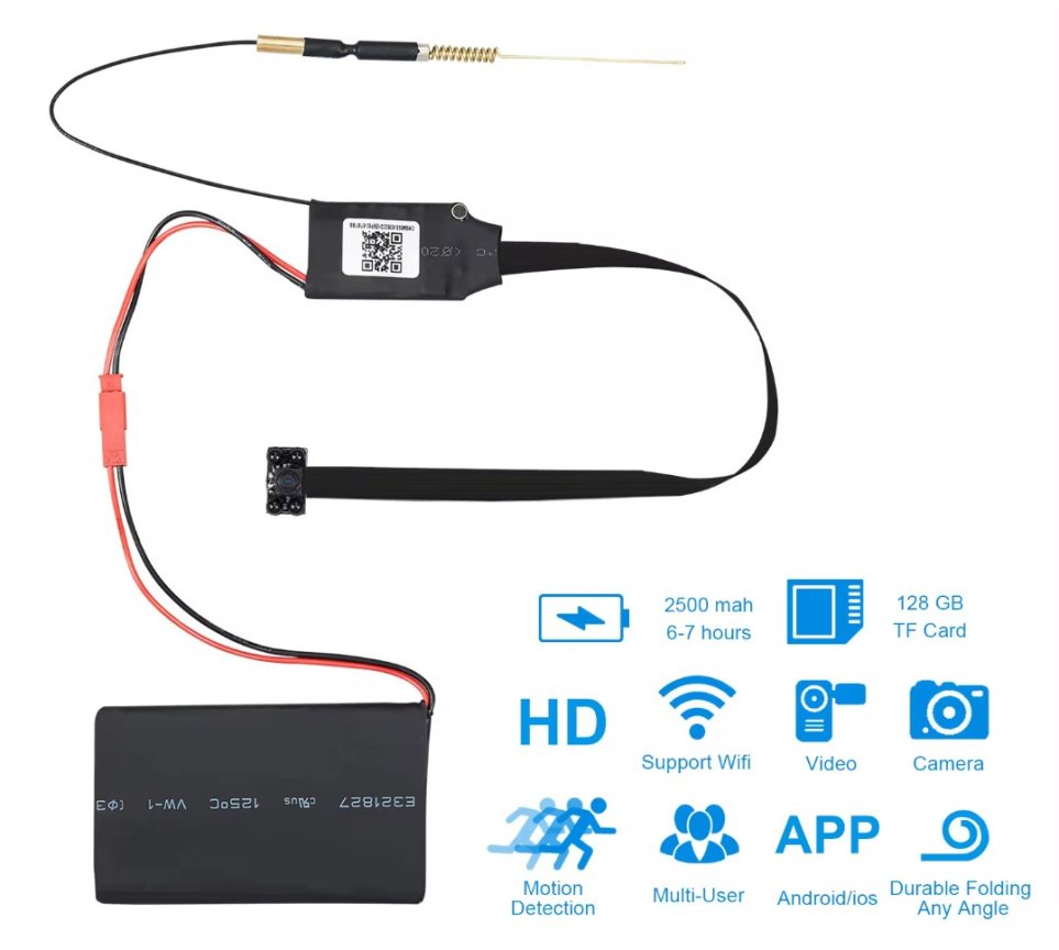 Шпионска камера с дупка 1080P + 4 IR LED нощно виждане / WIFI + P2P
