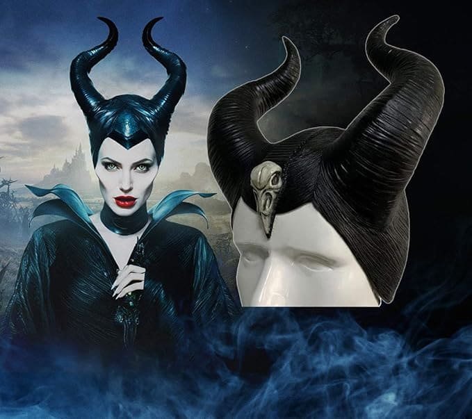 Maska na tvár Maleficent Zloriana – rozprávková maska s rohmi na Halloween