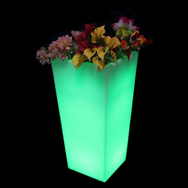 LED kvetináč svietiaci vonkajší RGB zmena farieb s IP44 - rozmery 30x30x50 cm