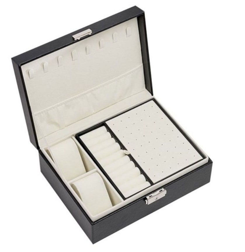 Šperkovnica organizér so zámkom – box na šperky pre ženy a dievčatá 23 x 17,5 x 8,5 cm