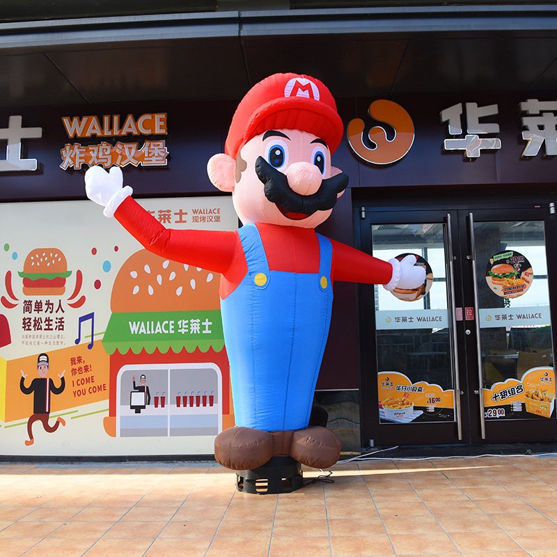 Air dancer nafukovacia figurína XXL + podstavec s ventilátorom výška 3m - Super Mario