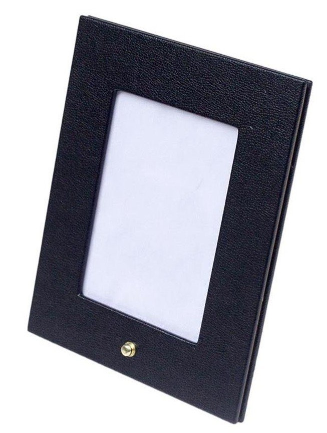 Rámik na fotografie 21,5x17,5 cm kožený čierny stolový luxusný – exkluzívna 100% ručná výroba