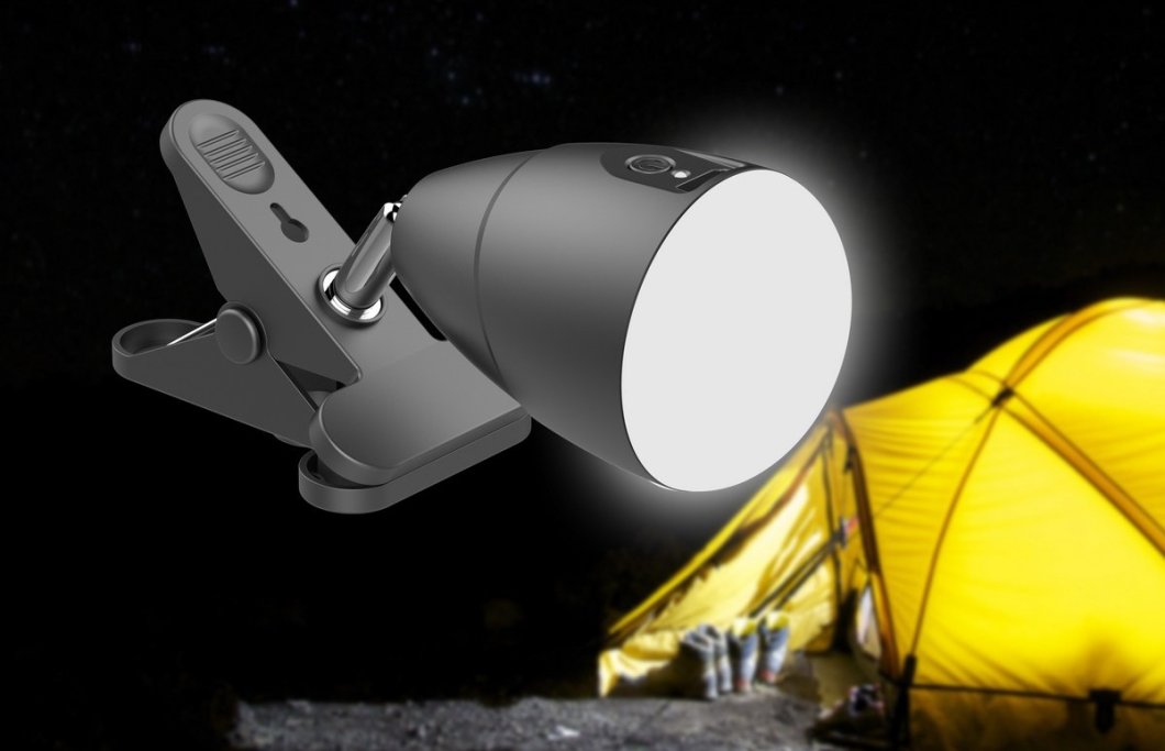 LED lampa so štipcom pre turistiku s napájaním cez batériu 5000 mAh - outdoor
