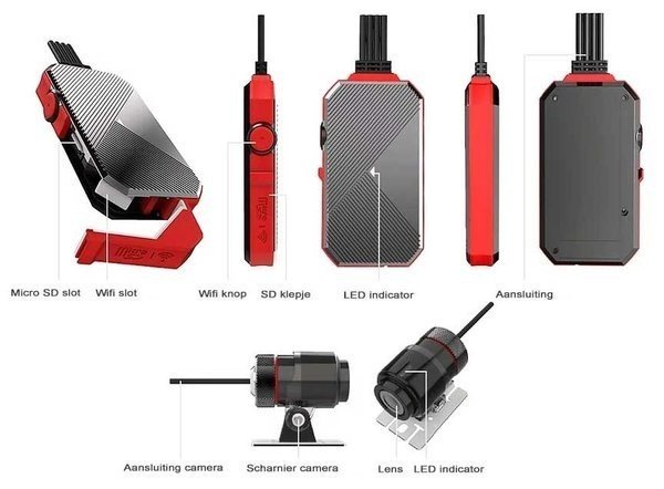 Telecamera moto per moto DUAL (anteriore + posteriore) con app Full HD + WiFi per dispositivi mobili + protezione IP69