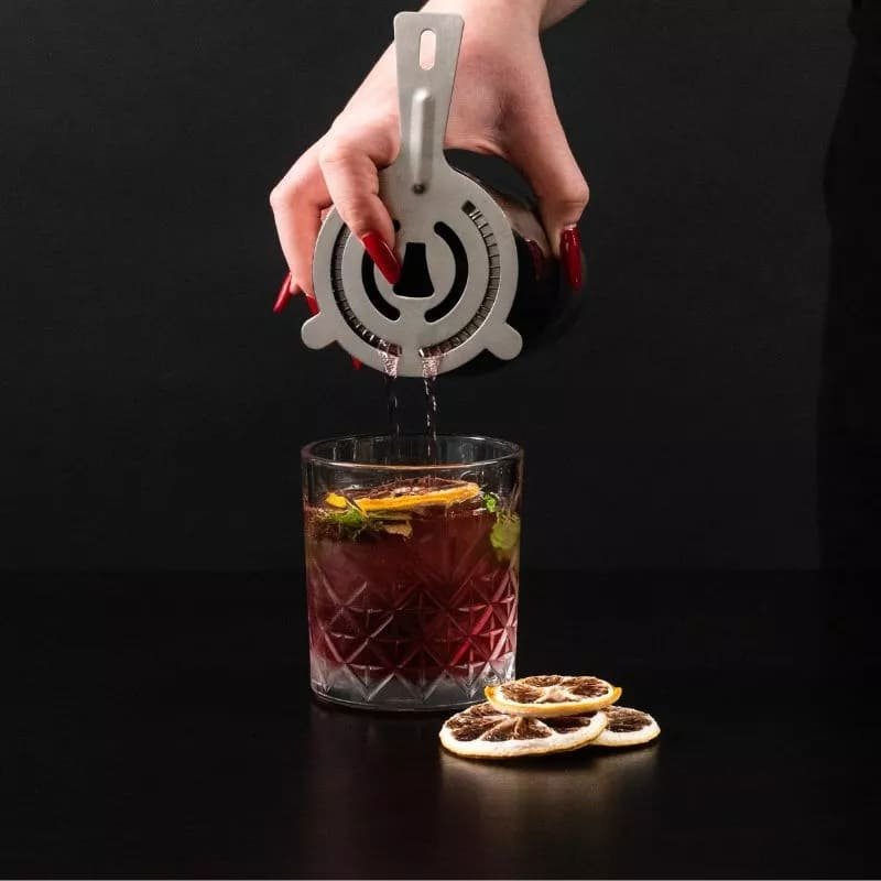 Koktejlový set s bambusovým stojanem – shaker + sada 11 doplňků dárková