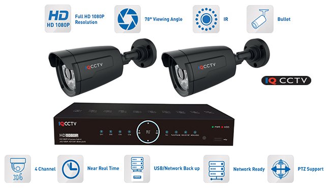 Sistema de câmera Câmera AHD 2x 1080P com IR de 20m e DVR híbrido