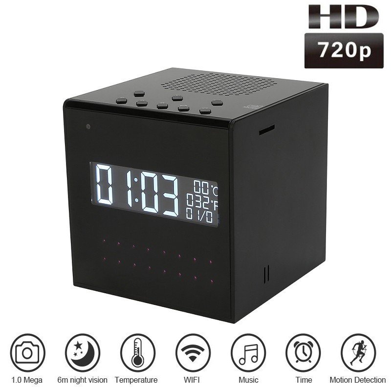 Високоговорител и Будилник с HD камера + детекция на движение + IR
