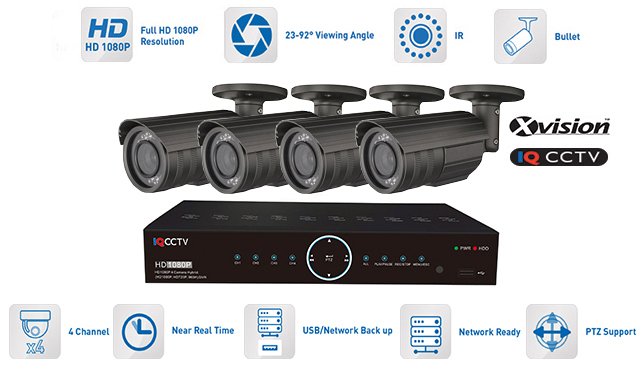 AHD profesionalni set - 4 bullet kamere 1080P + 40m IR in DVR
