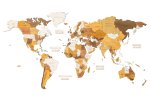 Velká 4D mapa světa 300x150cm – dřevěný obraz mapa světa ze dřeva ORIGINAL