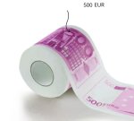 Toaletný papier 500 Euro – rolka so vzorom bankoviek 500€