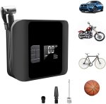 Elektrická pumpa do auta - přenosný 12V kompresor s baterií 2000 mAh + LED osvětlení
