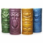 Sada keramických sklenic na koktejly – Koktejlové sklenice Tiki Mugs, 4 kusy