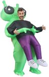 Kostým mimozemšťan zelený – nafukovací oblek Alien s ventilátorom na Halloween