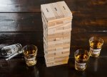 Věž Jenga dřevěná - společenská hra se 4 skleničkami na shoty pro 2-4 hráče