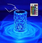 Dotyková krištáľová LED lampa 12,5 cm - prepínanie 16 farieb + diaľkové ovládanie