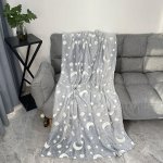 Deka svítící pro děti noční obloha – deka fosforeskující flanelová 130 x 150 cm - šedá