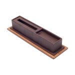 Kancelářský set na pracovní stůl luxusní 11 ks - 100% ruční výroba (hnědé dřevo + kůže)