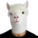 Maska na obličej alpaka lama bílá silikonová – maska pro děti i dospělé na Halloween