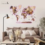 Luxusná LED 3D drevená mapa sveta 250×160 cm – drevený obraz s ovládaním