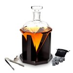 Karafa diamant na whisky 850 ml – nádoba na whisky skleněná (stojan + 9 kamenů)
