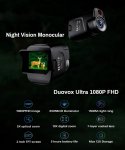 Full HD nočný monokulár Duovox – 10x digitálny zoom, farebné nočné videnie, CMOS snímač, výdrž batérie 4000mAh