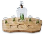 Souprava na tequilu – karafa 840 ml + 4 sklenice + dřevěný tác ruční výroba