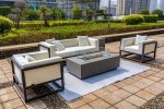 Plynový krb s ohništěm - exteriérový + stůl - zahradní ohniště LUXURIO 140x70cm šedé