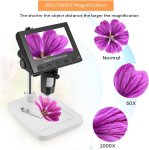 Mikroskop aj pre deti - digitálny s kamerou a displejom 4,3" na PC + LED svetlo s 50-1000x priblížením